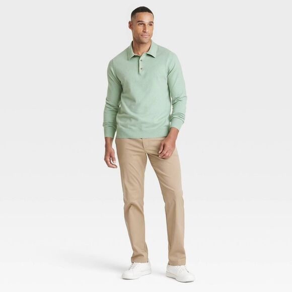 Goodfellow & Co - Men's Polo Collared Pullover Sweater - Goodfellow  Sage - Picture 3 of 3